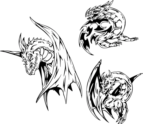 Dragon tattoos — Stock Vector