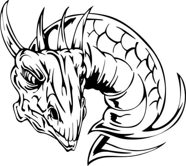 Tatuaje cabeza dragón — Vector de stock