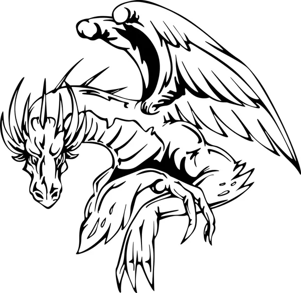 Dragón sentado — Vector de stock