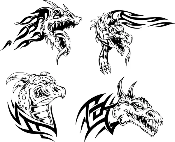 Dragon hoofden — Stockvector