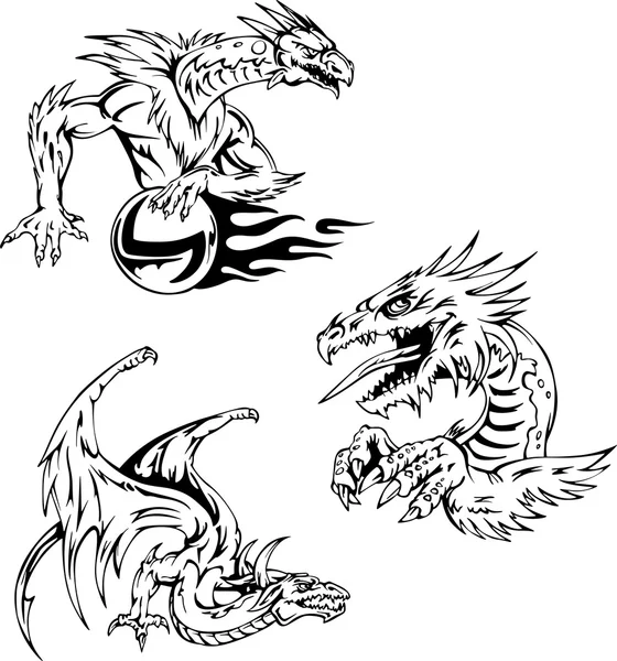 Drachen-Tattoos — Stockvektor