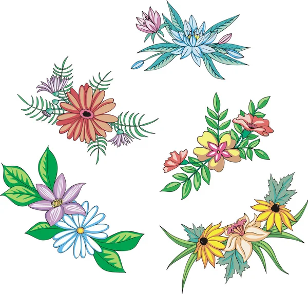 Diverse blommor för prydnadsföremål — Stock vektor