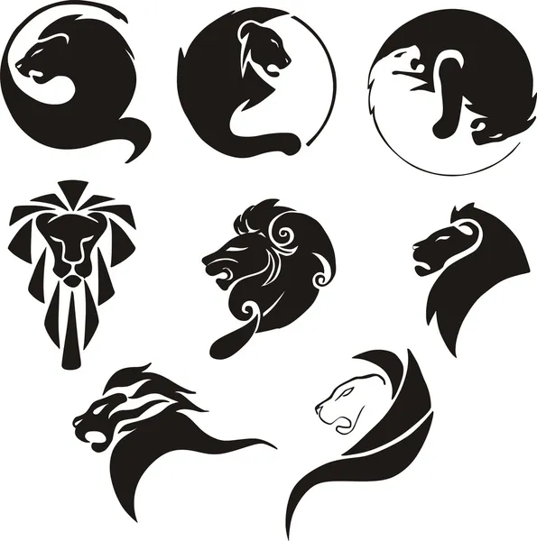 Leones negros estilizados — Archivo Imágenes Vectoriales
