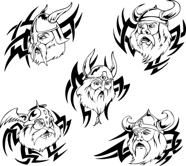 Cabezas vikingas — Vector de stock