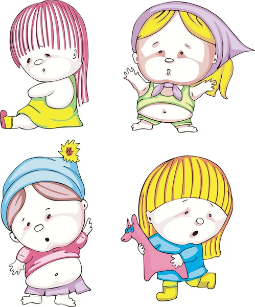 Funny kids - girls — Stock Vector