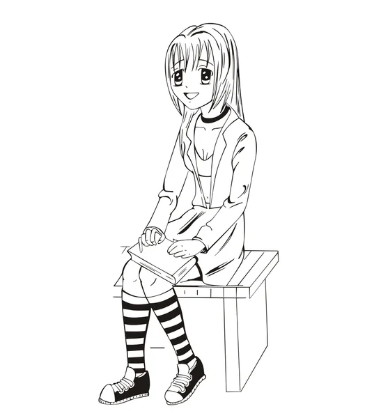 Anime schoolgirl — Stock vektor