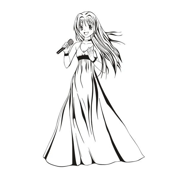 Anime lány énekes — Stock Vector