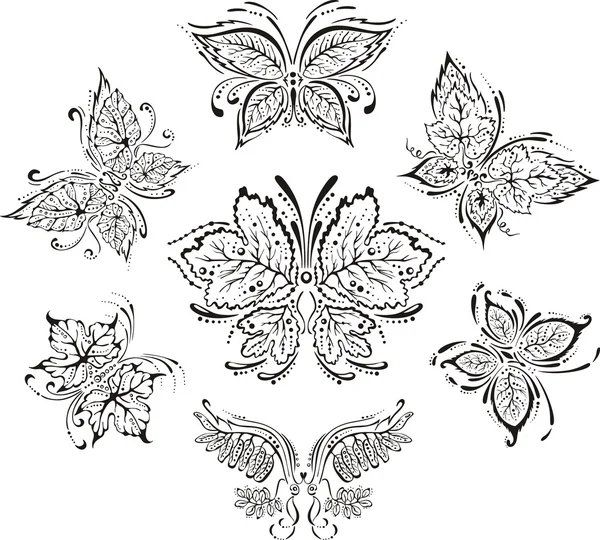 Συμμετρική floral πεταλούδες — Διανυσματικό Αρχείο