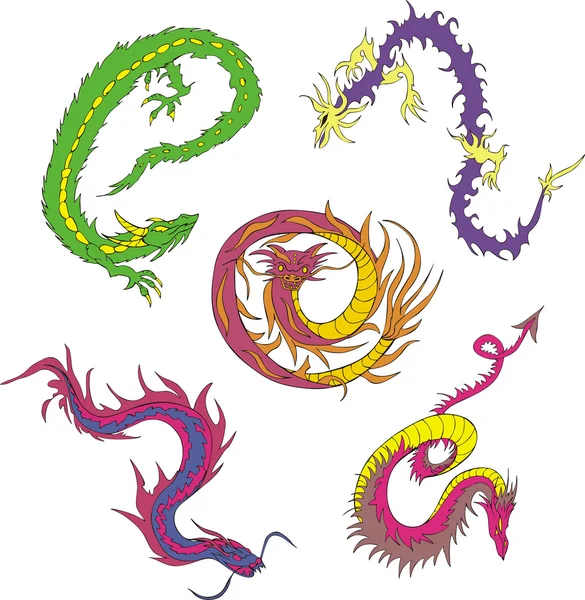 Longo japonês dragão vermes — Vetor de Stock