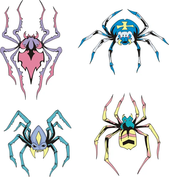 Symmetrical spiders — Stock Vector