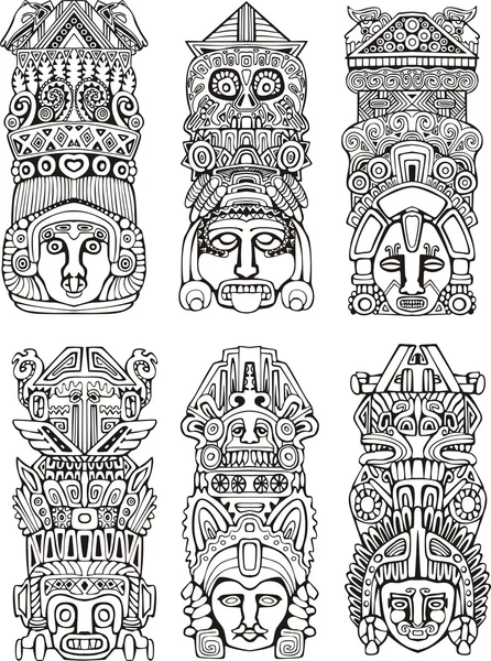 Aztec słupy totemu Ilustracje Stockowe bez tantiem