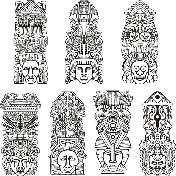 Ацтек totem полюса Стокова Ілюстрація