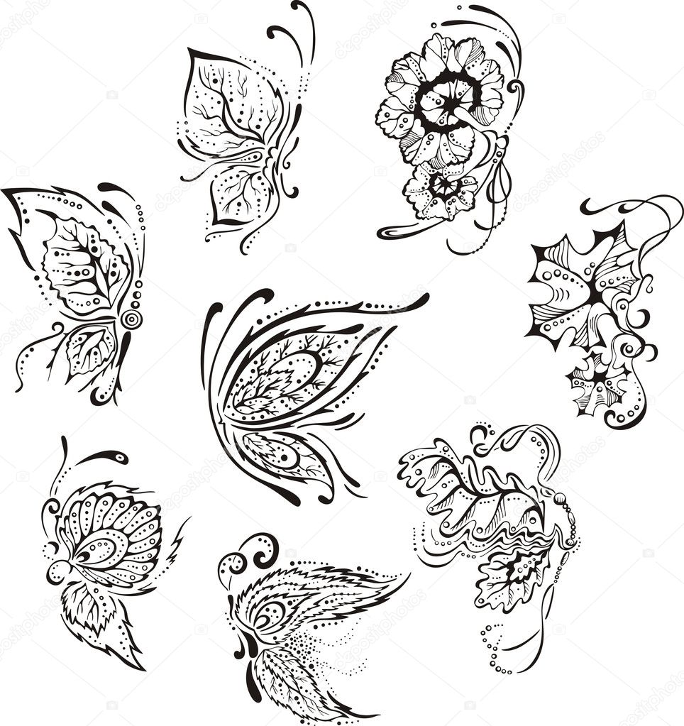 Ornamental floral butterflies