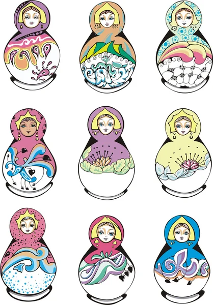 Russian ornamental matryoshka — Stock Vector