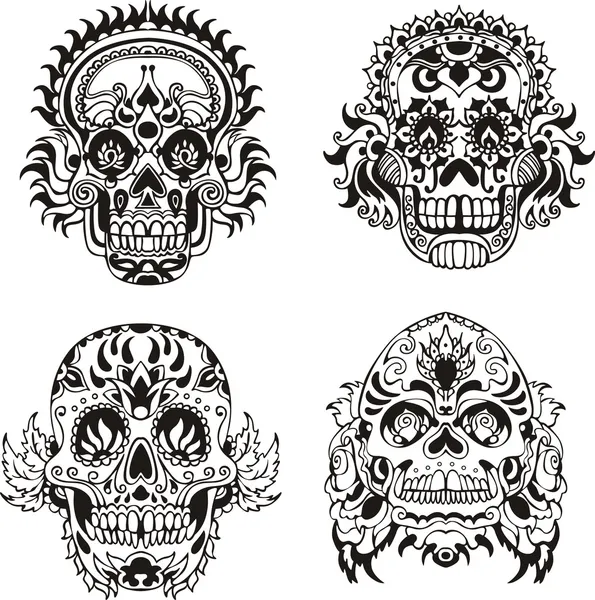 Floral skulls — Stock Vector