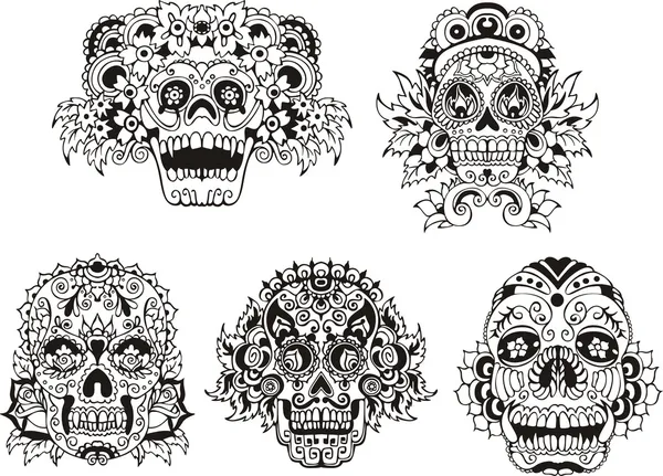 Floral skulls — Stock Vector