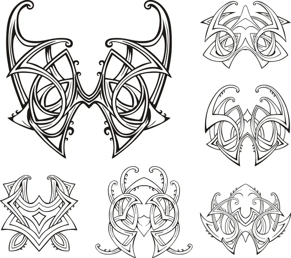 Tatuajes simétricos de nudo tribal — Vector de stock