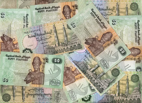 Background of Egyptian 50 piastres bills — Stock Photo, Image