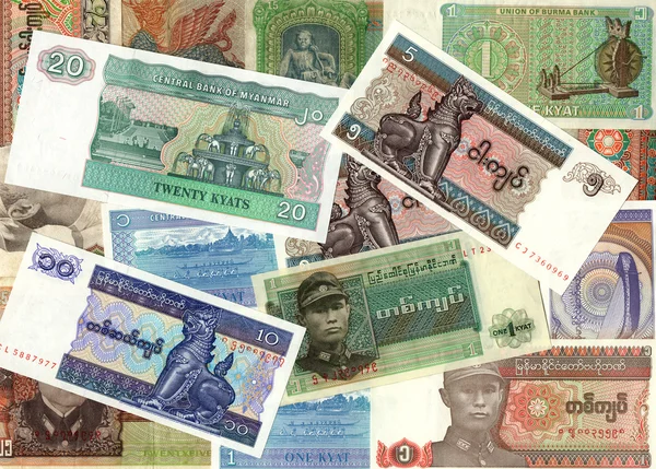 미얀마 키 얏 돈 지폐의 배경 — 스톡 사진