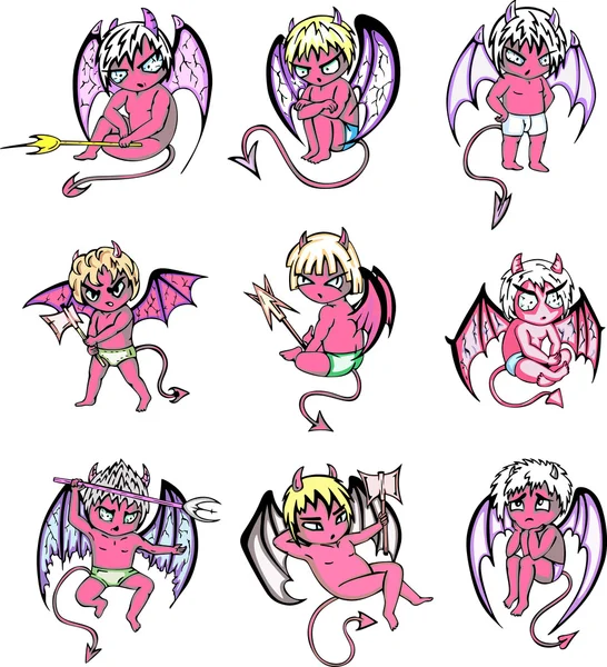 Pequeños dibujos animados del diablo — Archivo Imágenes Vectoriales