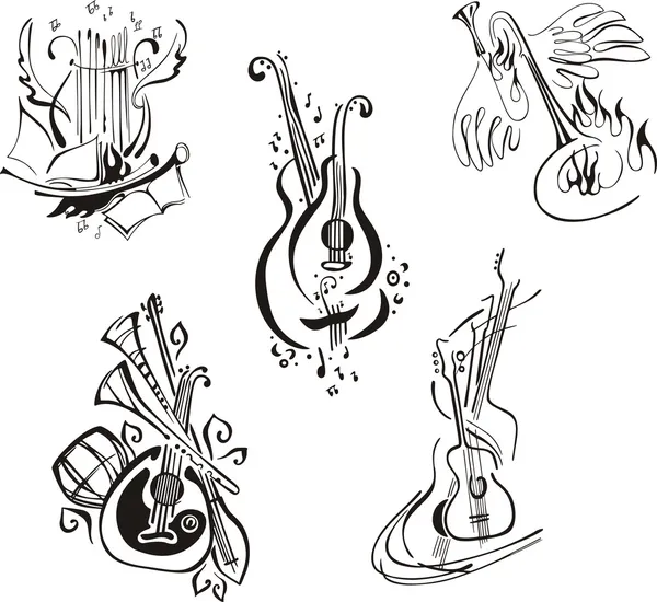 Stylized musical instruments — Stock Vector