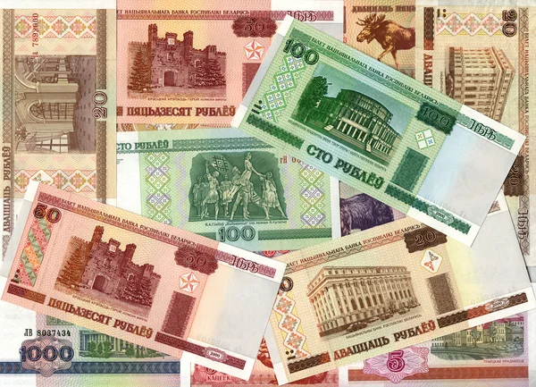 Tło banknotów Rubel białoruski — Zdjęcie stockowe