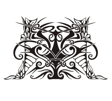 kuşlar ile stilize simetrik skeç