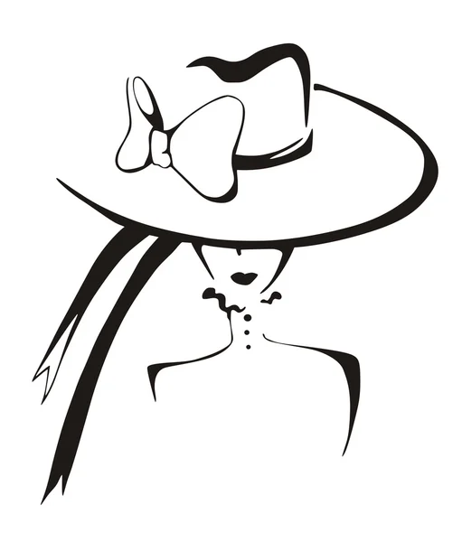 Esquisse de femme élégante en chapeau — Image vectorielle