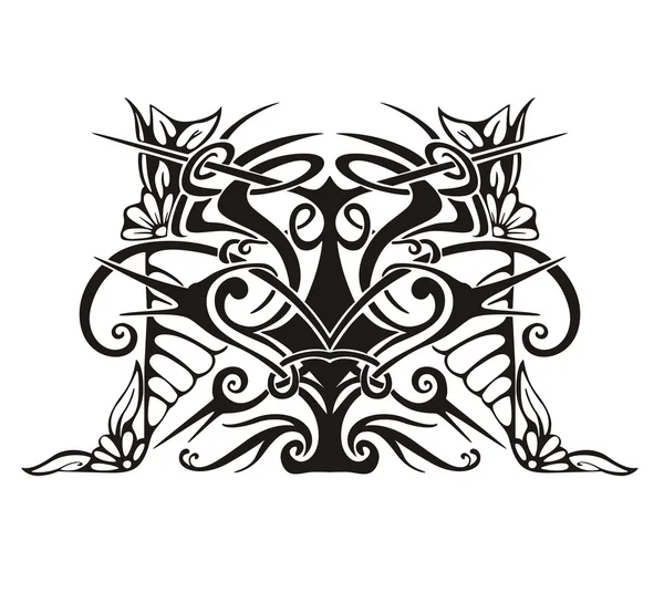 Стилизованная симметричная виньетка с птицами — стоковый вектор