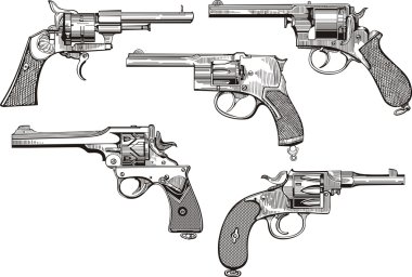 Set of old revolvers clipart