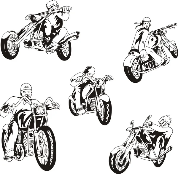 Ensemble de motards — Image vectorielle