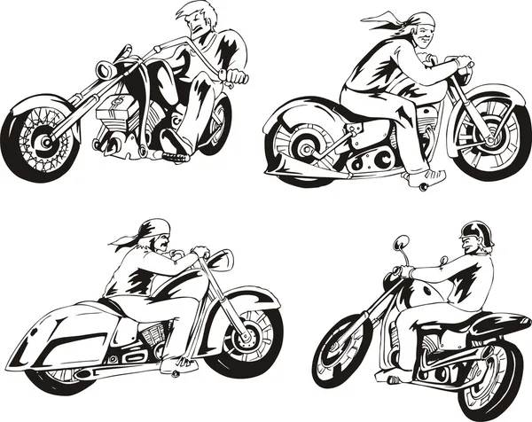 Set of bikers — Stock Vector