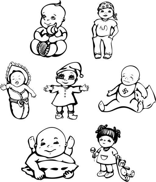 Sketches of babies — Stock Vector