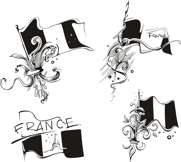Banderas con azucenas reales francesas — Vector de stock