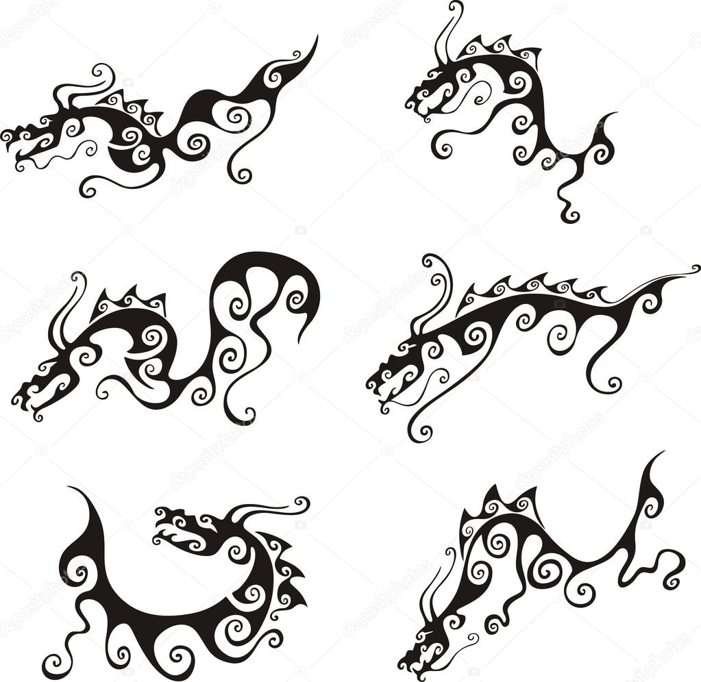 Stylistic dragon tattoos