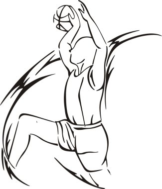 basketbol oyuncusu topu ile stilize kroki