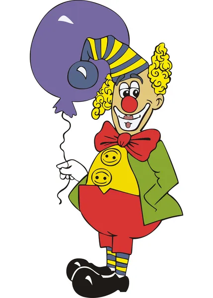Clown drôle avec ballon à air — Image vectorielle
