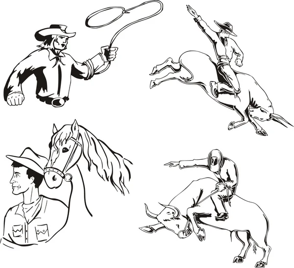 Set van cowboys — Stockvector