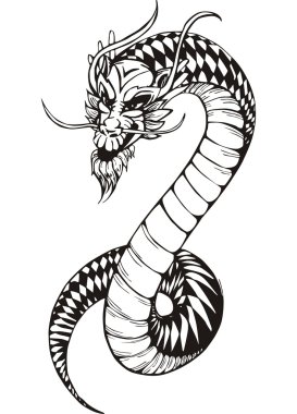 siyah-beyaz oryantal dragon