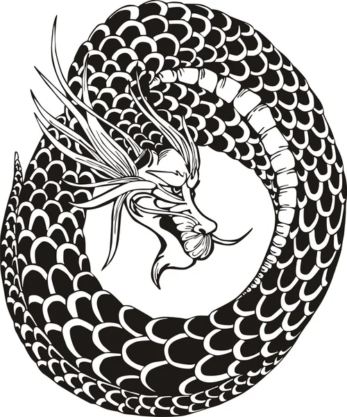 Orientální drak kruh — Stockový vektor