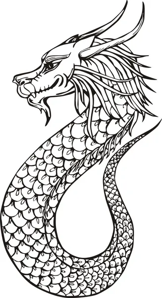 Lindo dragón oriental — Vector de stock