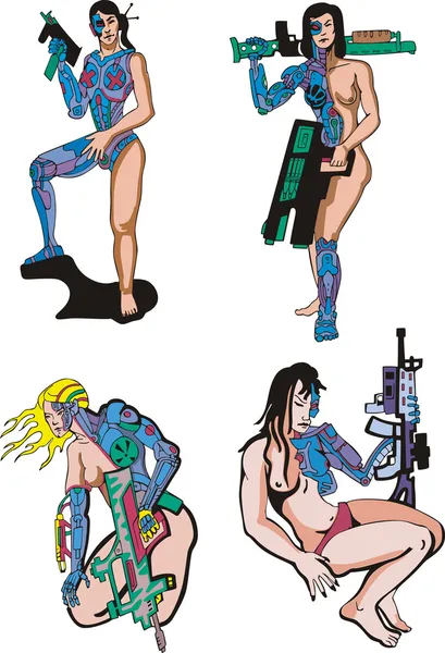 Cyborgs femmes — Image vectorielle