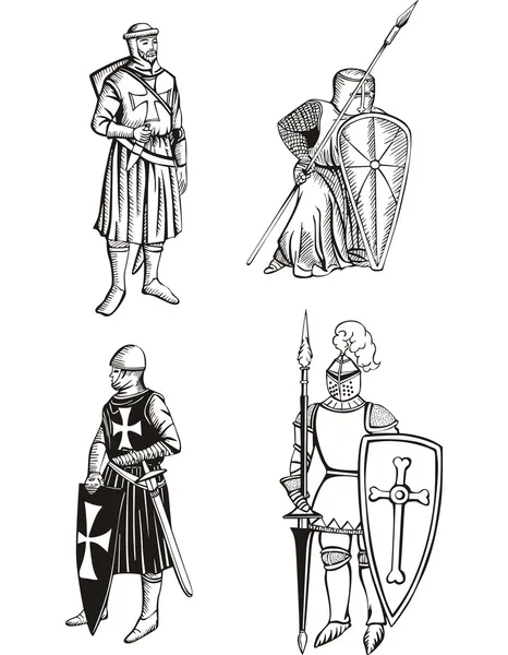 Medieval knights — Stock Vector