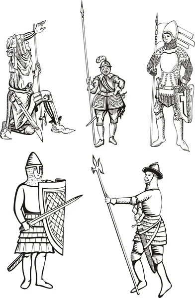 Cavalieri medievali — Vettoriale Stock