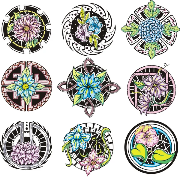 Кругла квітка декоративні прикраси — стоковий вектор