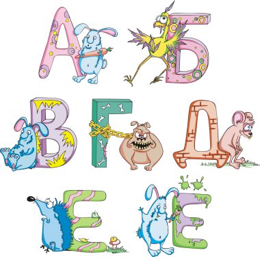 komik çocukça Kiril (Rusça) harfler