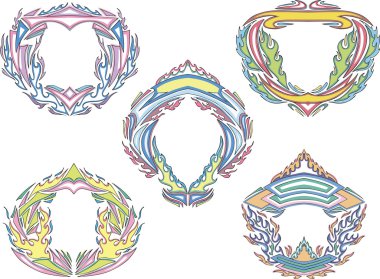 stilize dekoratif yanan çerçeveler