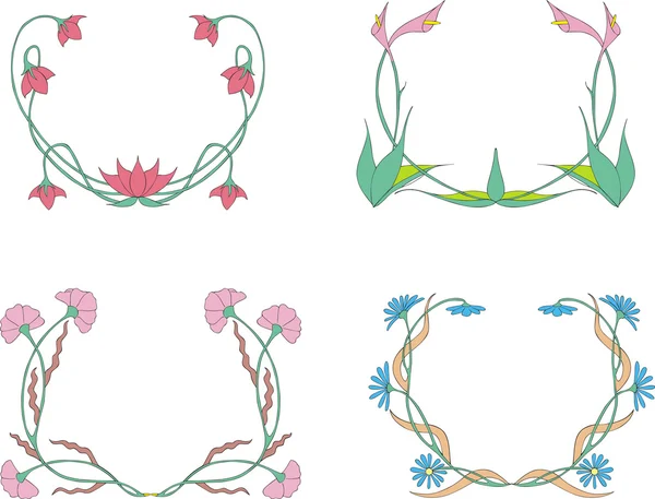 Couronnes de fleurs — Image vectorielle
