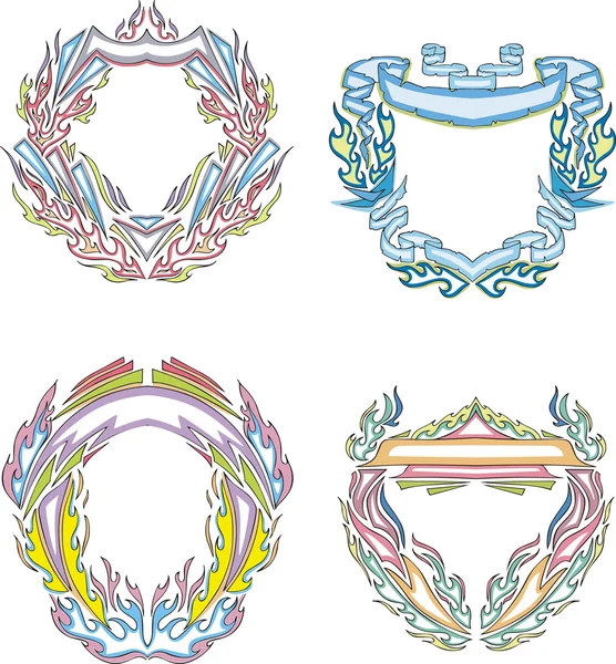 Stylized decorative flaming frames — Stock Vector