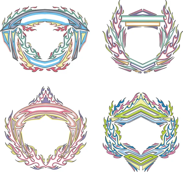 Stylized decorative flaming frames — Stock Vector